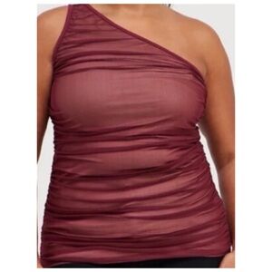 🎁5/$25 Torrid Burgundy Mesh One Shoulder Top